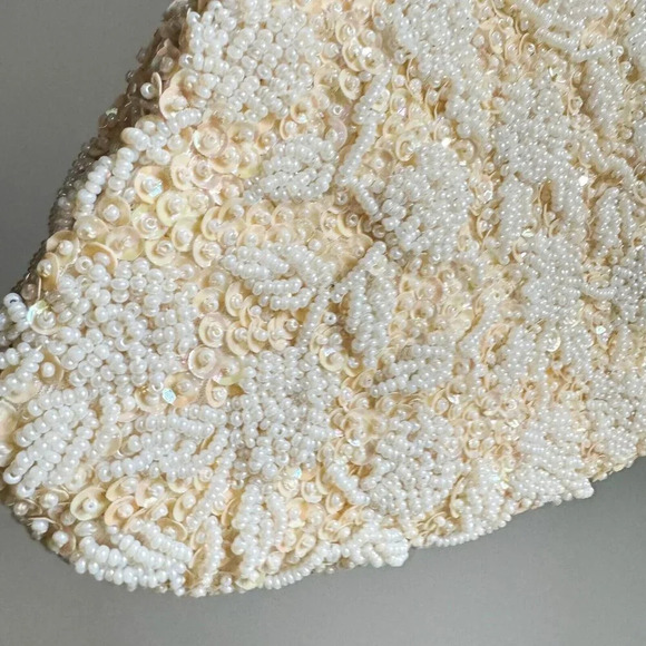 Vintage 50s 60s Simpsons Beaded Ivory Wedding Red Carpet Purse - Picture 4 of 11